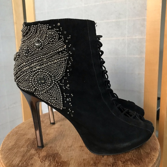 Sam Edelman size 8.5 stilettos peep toe bejeweled - Picture 7 of 13